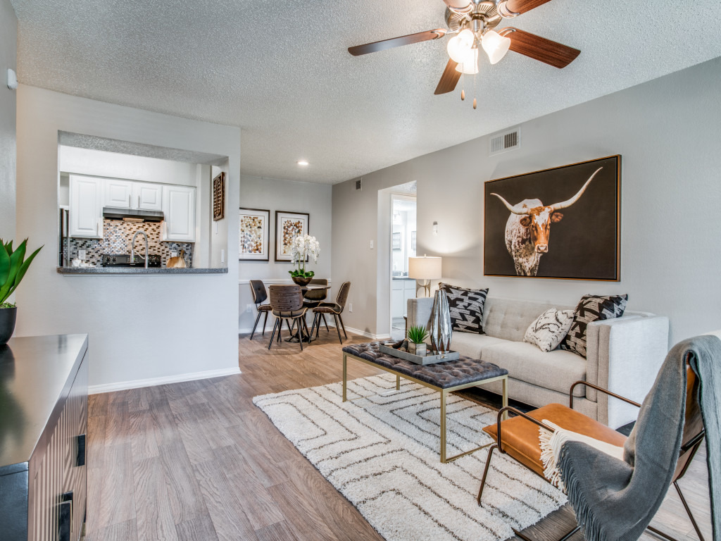 Living room and dining room