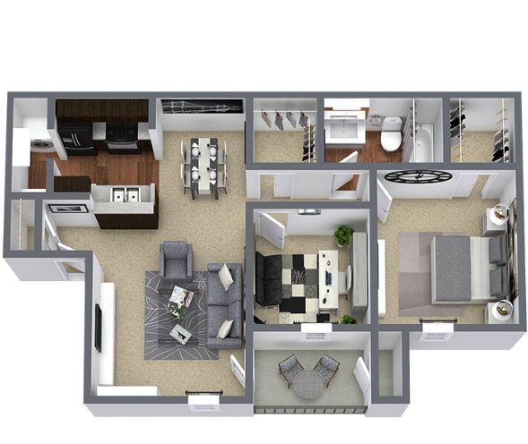 Rendering of A4 floor plan - 793 sq.ft.